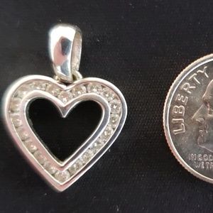 White Gold & Diamond Open Heart Pendant (No Chain)